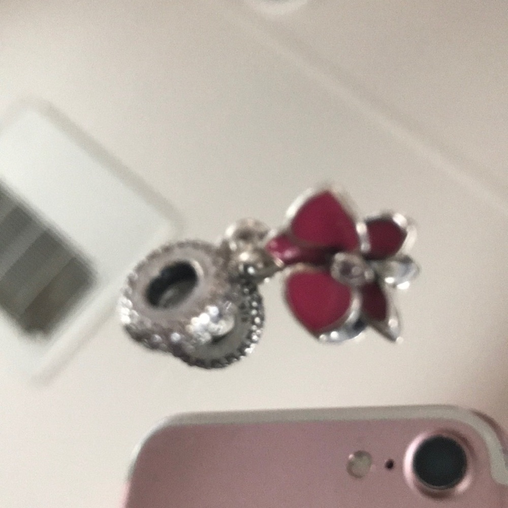 Pandora sterling silver charm with flower